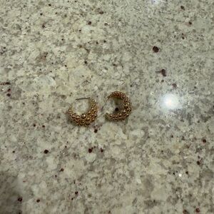 Beaded Gold Hoops Three Hoop Detail